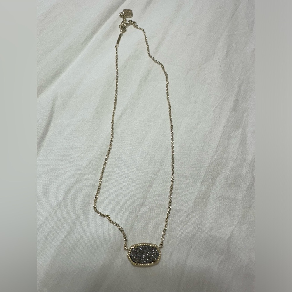 Kendra Scott Elisa Gold Pendant Necklace in Platinum Drusy